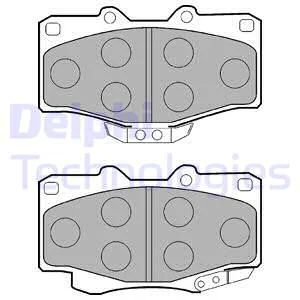 Комплект гальмівних колодок передн, BMW 7 (E38) TOYOTA 4 RUNNER II, 4 RUNNER III, FORTUNER, HILUX IV, HILUX V, HILUX VI, HILUX VII, LAND CRUISER, LAND CRUISER 80, LAND CRUISER 90 2.2-4.5 08.80- Delphi LP0854