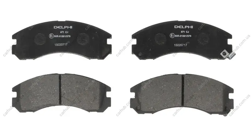 Комплект гальмівних колодок передн, CITROEN C-CROSSER, C-CROSSER ENTERPRISE MITSUBISHI 3000 GT, DELICA / SPACE GEAR, ECLIPSE I, ECLIPSE II, ECLIPSE III, GALANT VI, GALANT VII 2.0-3.5 04.87- Delphi LP0871 (фото 1)