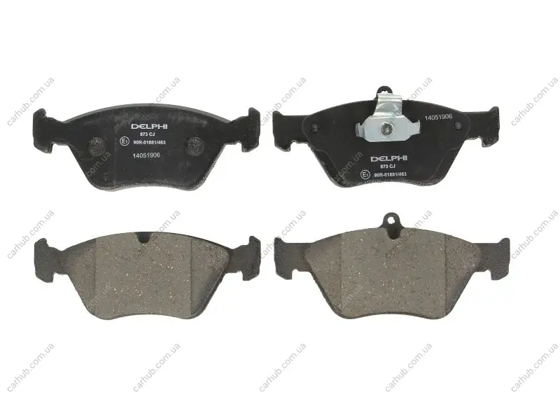Комплект гальмівних колодок передн, OPEL CALIBRA A, KADETT C, OMEGA B, VECTRA A SAAB 900 II 1.0-2.5D 01.74-07.03 Delphi LP0873 (фото 1)