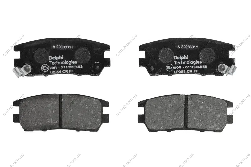 Комплект гальмівних колодок задн, MITSUBISHI DELICA / SPACE GEAR, ECLIPSE III, ECLIPSE IV, L400, PAJERO CLASSIC, PAJERO I, PAJERO II, PAJERO SPORT I, SIGMA 2.0-3.8 04.87- Delphi LP0954 (фото 1)