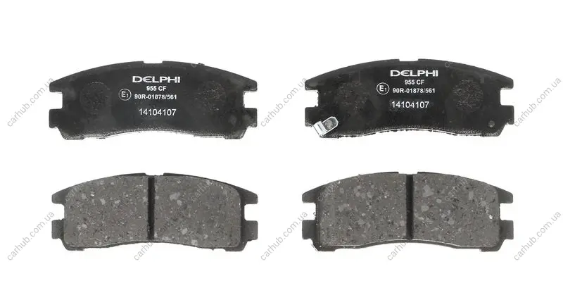 Комплект гальмівних колодок задн, CHRYSLER SEBRING DODGE STEALTH HYUNDAI GALLOPER II, SANTAMO MITSUBISHI 3000 GT, ECLIPSE II, ECLIPSE III, ECLIPSE IV, GALANT IX, GALANT V 1.8-3.8 07.85- Delphi LP0955 (фото 1)