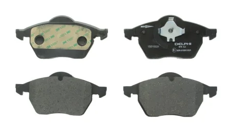 Комплект гальмівних колодок передн, AUDI 100 C3, 100 C4, 80 B4, A3, A4 B5, A6 C4 FORD GALAXY I, GALAXY MK I SEAT ALHAMBRA, IBIZA III, TOLEDO II SKODA OCTAVIA I VW BORA 1.6-3.2 10.86-12.10 Delphi LP0978
