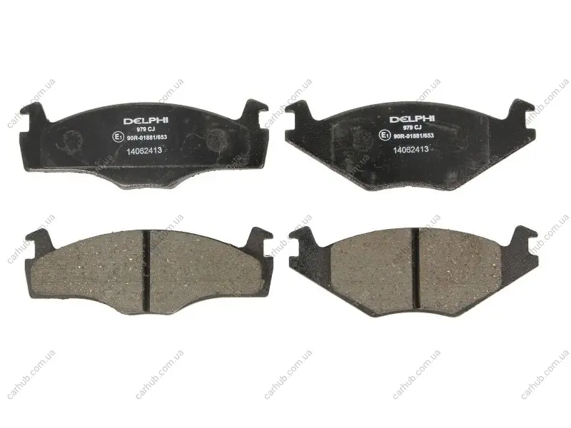 Комплект гальмівних колодок передн, SEAT CORDOBA, CORDOBA VARIO, IBIZA II SKODA FELICIA I, FELICIA II VW POLO, POLO CLASSIC, POLO II, POLO III, POLO III CLASSIC 1.0-1.9D 10.81-12.02 Delphi LP0979 (фото 1)