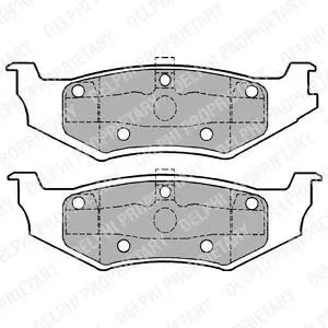 Комплект гальмівних колодок задн, CHRYSLER 300M, CIRRUS, CONCORDE, LE BARON, LHS, NEON, NEON II, PT CRUISER, SARATOGA, SEBRING, STRATUS, VISION, VOYAGER III DODGE AVENGER 1.6-3.8 09.86- Delphi LP1162 (фото 1)