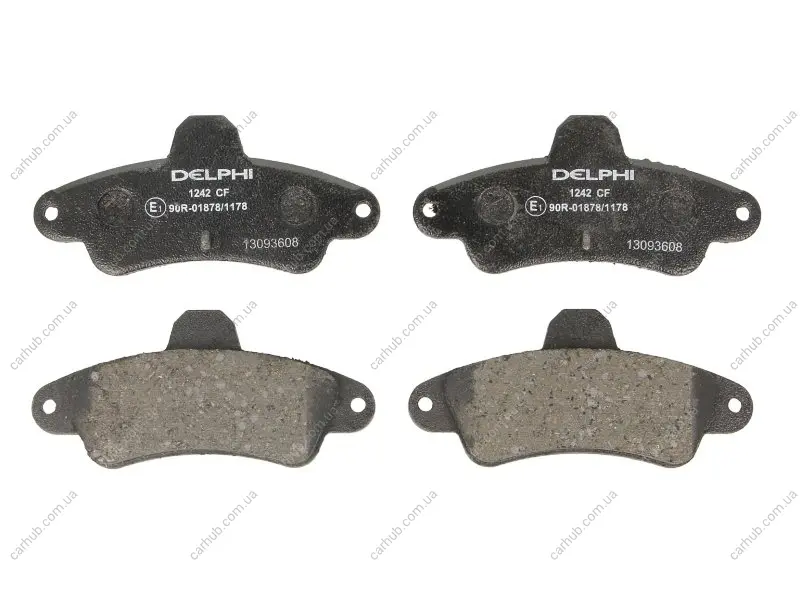 Комплект гальмівних колодок задн, FORD COUGAR, MONDEO I, MONDEO II 1.6-2.5 01.93-12.01 Delphi LP1242 (фото 1)