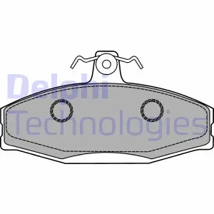 Комплект гальмівних колодок передн, MITSUBISHI COLT I, LANCER F, LANCER I SKODA FAVORIT, FAVORIT FORMAN, FELICIA CUBE, FELICIA I, FELICIA II VW CADDY II 1.2-1.9D 01.78-04.02 Delphi LP1429 (фото 1)