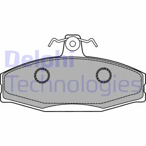 Комплект гальмівних колодок передн, MITSUBISHI COLT I, LANCER F, LANCER I SKODA FAVORIT, FAVORIT FORMAN, FELICIA CUBE, FELICIA I, FELICIA II VW CADDY II 1.2-1.9D 01.78-04.02 Delphi LP1429