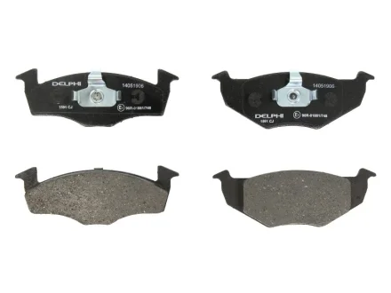 Комплект гальмівних колодок передн, SEAT CORDOBA, CORDOBA VARIO, IBIZA II, TOLEDO I, TOLEDO II VW GOLF III, POLO, POLO III CLASSIC, VENTO 1.4-1.9D 05.91-07.04 Delphi LP1591