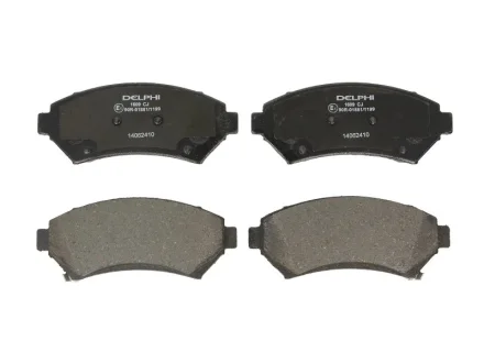 Комплект гальмівних колодок передн, BUICK PARK AVENUE, REGAL, RIVIERA CADILLAC DEVILLE, ELDORADO, SEVILLE CHEVROLET IMPALA, TRANS SPORT OPEL SINTRA PONTIAC BONNEVILLE 2.2-4.6 09.91-12.05 Delphi LP1609