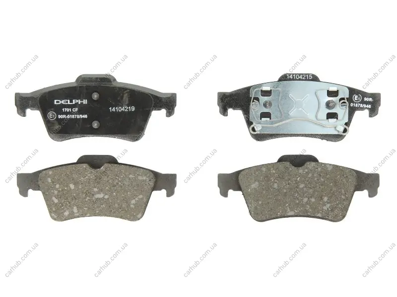 Комплект гальмівних колодок задн, VOLVO C30, C70 II, S40 II, V50 FORD FOCUS C-MAX, TOURNEO CONNECT, TOURNEO COURIER B460, TRANSIT CONNECT FORD USA FOCUS NISSAN PRIMERA 1.6-3.5 10.99- Delphi LP1701 (фото 1)
