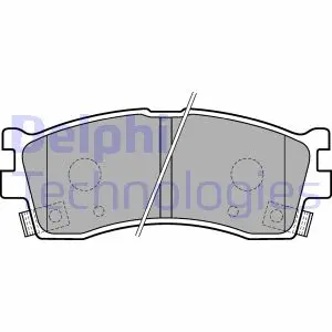Комплект гальмівних колодок передн, KIA CARENS I, CERATO, CERATO I, CLARUS, RIO I, ROADSTER, SHUMA I, SHUMA II 1.3-2.0 07.96- Delphi LP1702 (фото 1)