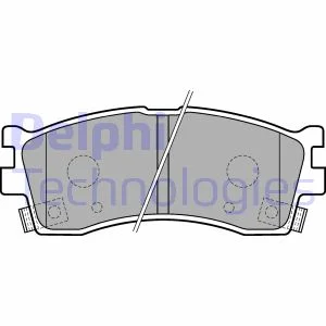 Комплект гальмівних колодок передн, KIA CARENS I, CERATO, CERATO I, CLARUS, RIO I, ROADSTER, SHUMA I, SHUMA II 1.3-2.0 07.96- Delphi LP1702