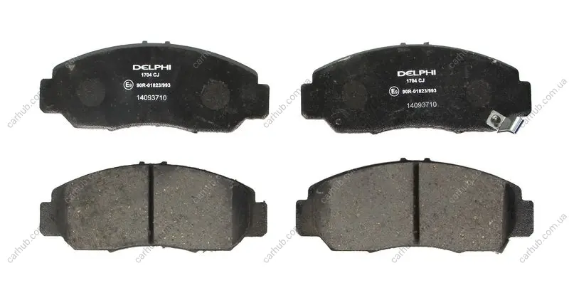 Комплект гальмівних колодок передн, ACURA TSX HONDA ACCORD VII, CAPA, CIVIC IX, CIVIC VII, CIVIC VIII, CROSSROAD, FR-V, JAZZ II, LEGEND III, LOGO, ODYSSEY, STREAM 1.2-3.5 11.97- Delphi LP1704 (фото 1)