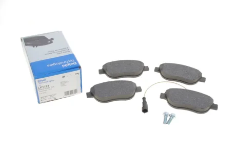 Комплект гальмівних колодок передн, ABARTH 500 / 595 / 695, 500C / 595C / 695C CITROEN C4, C4 I FIAT BRAVO, BRAVO II, DOBLO, DOBLO CARGO, FIORINO, GRANDE PUNTO, IDEA, LINEA 1.2-2.0D 04.99- Delphi LP1721