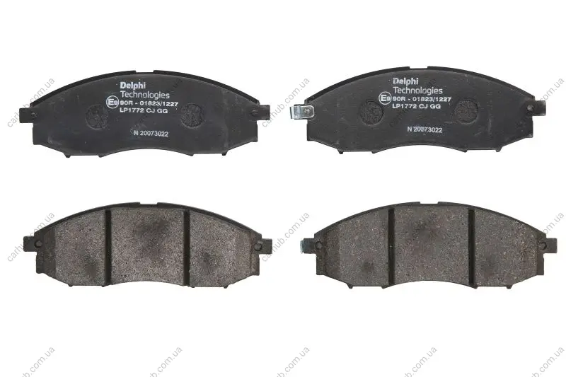 Комплект гальмівних колодок передн, NISSAN MURANO I, NAVARA, NAVARA NP300, NP300, PATHFINDER II, PATHFINDER III, PICK UP, PRIMERA 1.6-3.5 06.90- Delphi LP1772 (фото 1)