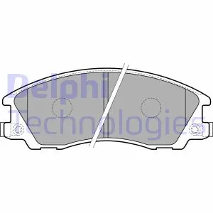 Комплект гальмівних колодок передн, HYUNDAI TERRACAN 2.5D/2.9D/3.5 11.01-12.06 Delphi LP1853 (фото 1)