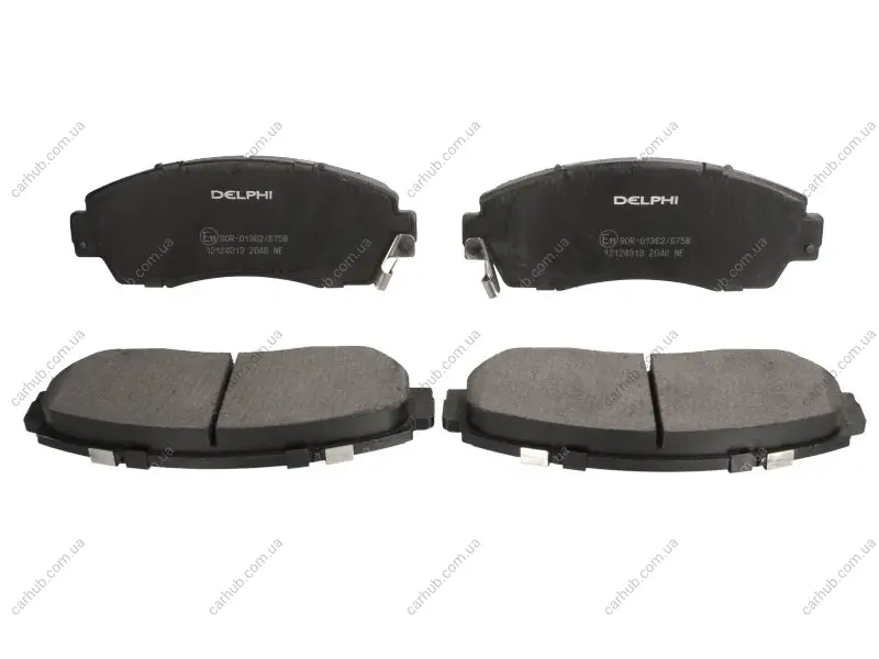 Комплект гальмівних колодок передн, HONDA CROSSTOUR I, CR-V II, CR-V III, CR-V IV, CR-V V, ODYSSEY SUBARU LEGACY VI 1.5-3.6 09.01- Delphi LP2046 (фото 1)