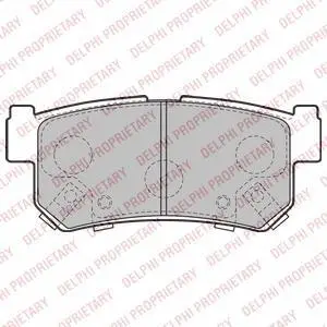 Комплект гальмівних колодок задн, SSANGYONG ACTYON I, ACTYON SPORTS I, ACTYON SPORTS II, KORANDO, KYRON, MUSSO, MUSSO SPORTS, REXTON / REXTON II, REXTON W / REXTON, RODIUS II 2.0D-3.2 06.96- Delphi LP2127 (фото 1)