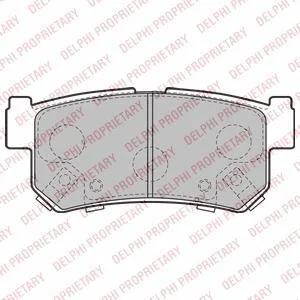 Комплект гальмівних колодок задн, SSANGYONG ACTYON I, ACTYON SPORTS I, ACTYON SPORTS II, KORANDO, KYRON, MUSSO, MUSSO SPORTS, REXTON / REXTON II, REXTON W / REXTON, RODIUS II 2.0D-3.2 06.96- Delphi LP2127