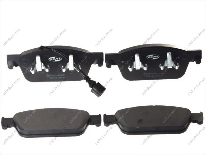 Комплект гальмівних колодок передн, VW CALIFORNIA T5 CAMPER, CALIFORNIA T6 CAMPER, MULTIVAN T5, MULTIVAN T6, TRANSPORTER T5, TRANSPORTER T6 2.0/2.0CNG/2.0D 11.03-08.24 Delphi LP2199 (фото 1)