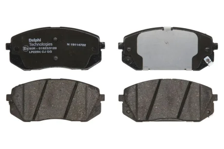 Комплект гальмівних колодок передн, HYUNDAI I40 I, I40 I CW, KONA, SONATA VII, TUCSON KIA CEED, OPTIMA, PROCEED, SELTOS, SOUL II, SPORTAGE III, SPORTAGE IV, XCEED 1.0-Electric 08.10- Delphi LP2294