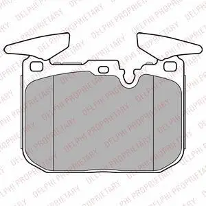 Комплект гальмівних колодок передн (без комплектуючих з шумопоглинаючою пластиною), BMW 1 (F20), 1 (F21), 1 (F40), 2 (F22, F87), 2 (F23), 3 (F30, F80), 3 (F31), 3 (G21, G81) 1.5-3.0H 07.11- Delphi LP2449 (фото 1)