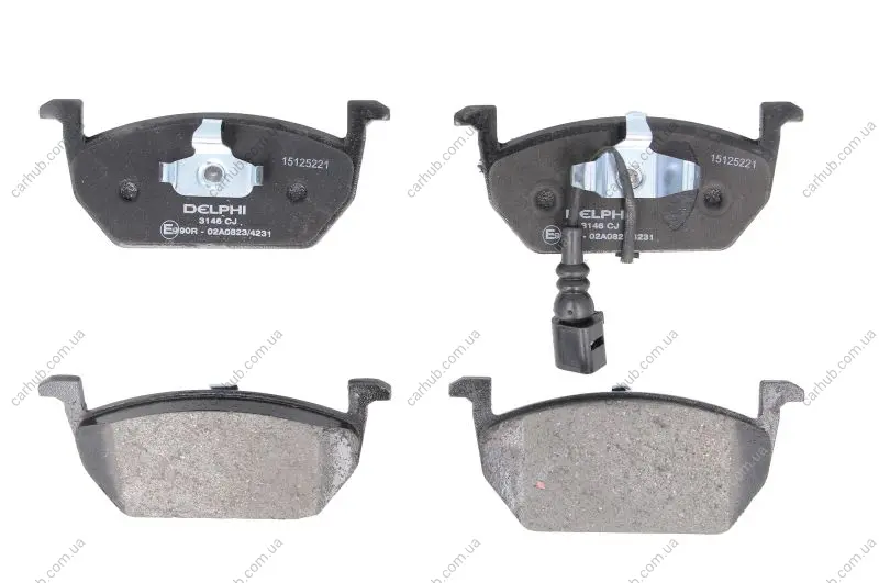 Комплект гальмівних колодок передн, AUDI A3 SEAT LEON, LEON SC, LEON ST SKODA OCTAVIA III, SCALA VW GOLF ALLTRACK VII, GOLF SPORTSVAN VII, GOLF VII 1.0-2.0D 08.12- Delphi LP3146 (фото 1)