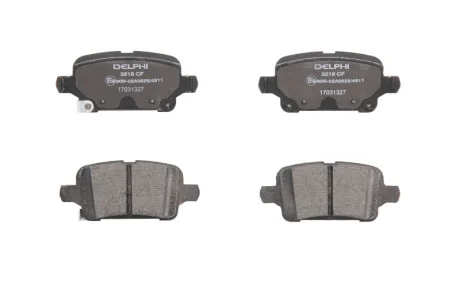 Комплект гальмівних колодок задн, CHEVROLET VOLT OPEL AMPERA-E, ASTRA K, INSIGNIA B, INSIGNIA B COUNTRY, INSIGNIA B GRAND SPORT 1.0-Electric 06.15- Delphi LP3218
