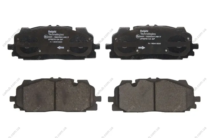 Комплект гальмівних колодок передн, AUDI A4 ALLROAD B9, A4 B9, A5, A6 ALLROAD C8, A6 C8, A7, A8 D5, E-TRON, Q3, Q5, Q7, Q8, Q8 E-TRON BENTLEY BENTAYGA SKODA SUPERB III 1.4-Electric 01.15- Delphi LP3272 (фото 1)