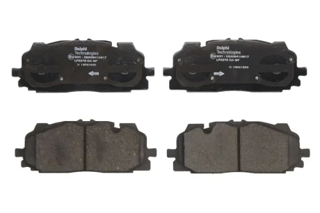 Комплект гальмівних колодок передн, AUDI A4 ALLROAD B9, A4 B9, A5, A6 ALLROAD C8, A6 C8, A7, A8 D5, E-TRON, Q3, Q5, Q7, Q8, Q8 E-TRON BENTLEY BENTAYGA SKODA SUPERB III 1.4-Electric 01.15- Delphi LP3272