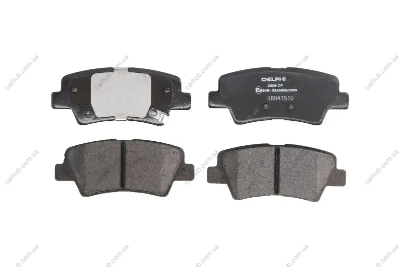 Комплект гальмівних колодок задн, HYUNDAI ACCENT IV, ELANTRA V, GRANDEUR, I20 ACTIVE, I20 II, I40 I, IONIQ, IX35, SONATA V, TUCSON KIA OPTIMA, RIO III, SPORTAGE IV, STONIC 1.1D-3.3 01.05- Delphi LP3309 (фото 1)