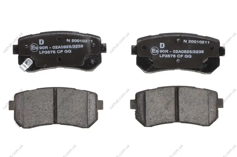 Комплект гальмівних колодок задн, HYUNDAI ACCENT III, I20 I, I30, IX20, IX35, SONATA V, SONATA VI, TUCSON KIA CEE\'D, CERATO II, CERATO III, PICANTO II, PRO CEE\'D, RIO II 1.0-Electric 09.00- Delphi LP3576 (фото 1)