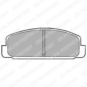 Комплект гальмівних колодок задн, MAZDA 323 C IV, 323 F V, 323 F VI, 323 P V, 323 S VI, 6, 626 III, 626 IV, 626 V, 929 II, PREMACY, RX-7 I, RX-7 II, RX-7 III 1.1-2.5 09.80-07.13 Delphi LP401