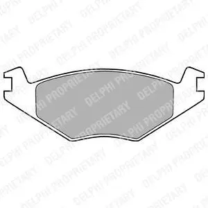Комплект гальмівних колодок передн, SEAT CORDOBA, IBIZA II VW GOLF I, GOLF II, JETTA I, JETTA II, POLO, POLO CLASSIC, POLO II, POLO III CLASSIC 1.0-1.9D 04.74-10.02 Delphi LP505 (фото 1)