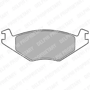 Комплект гальмівних колодок передн, SEAT CORDOBA, IBIZA II VW GOLF I, GOLF II, JETTA I, JETTA II, POLO, POLO CLASSIC, POLO II, POLO III CLASSIC 1.0-1.9D 04.74-10.02 Delphi LP505