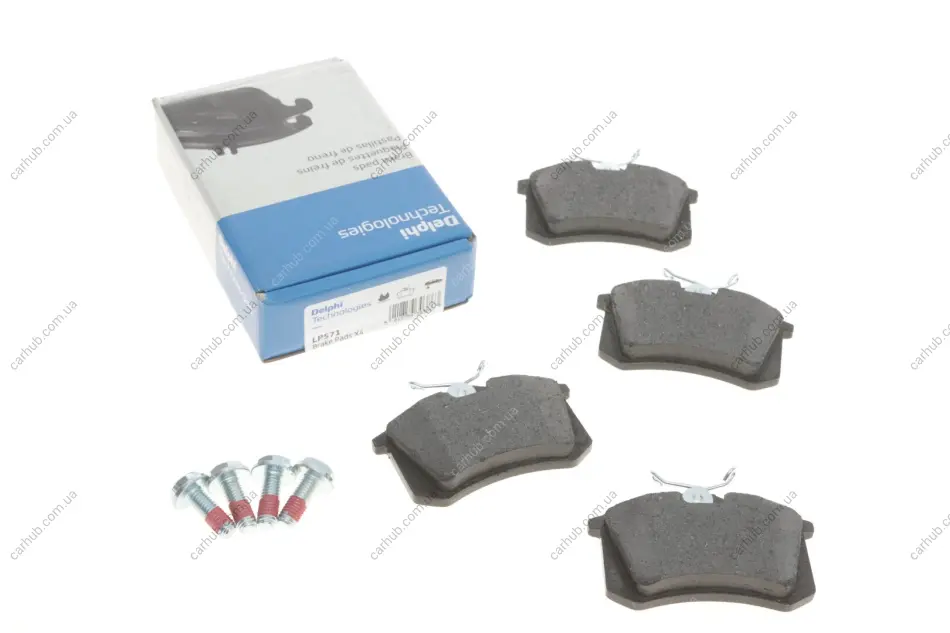 Комплект гальмівних колодок задн, AUDI A2, A4 B5, A4 B6, A4 B7, A6 C4, A6 C5 FIAT SCUDO MG MG 350, MG 5 NISSAN MICRA III PEUGEOT 207, 207/HATCHBACK, 405 I, 405 II 1.0-Electric 08.80- Delphi LP571 (фото 1)