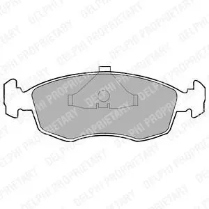 Комплект гальмівних колодок передн, FORD ESCORT IV, ESCORT V, ESCORT VI, GRANADA, GRANADA II, ORION III, SCORPIO I, SIERRA, SIERRA I, SIERRA II TOYOTA HILUX IV 1.4-2.9 08.77-08.00 Delphi LP587 (фото 1)