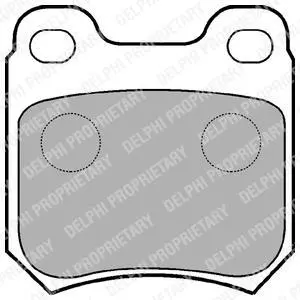 Комплект гальмівних колодок задн, OPEL KADETT E, OMEGA A, OMEGA B, SENATOR B, VECTRA B SAAB 900 II, 9-3, 9-5 1.6-3.6 09.84-12.09 Delphi LP590 (фото 1)