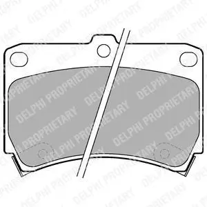 Комплект гальмівних колодок передн, KIA AVELLA, RIO I MAZDA 121 II, 323 C IV, 323 C V, 323 F IV, 323 F V, 323 P V, 323 S IV, 323 S V, DEMIO, MX-3 1.1-1.8 06.89-02.05 Delphi LP743 (фото 1)