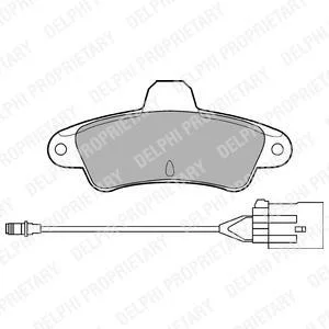Комплект гальмівних колодок задн, FORD COUGAR, MONDEO I, MONDEO II 1.6-2.5 01.93-12.01 Delphi LP853