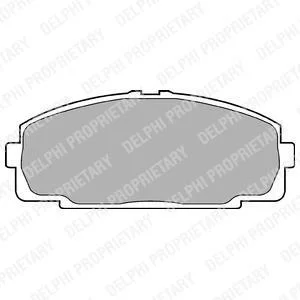 Комплект гальмівних колодок передн, TOYOTA DYNA, DYNA 100, DYNA 200, GRANVIA, HIACE III, HIACE IV, TOYOACE 2.0-3.7D 12.82- Delphi LP989