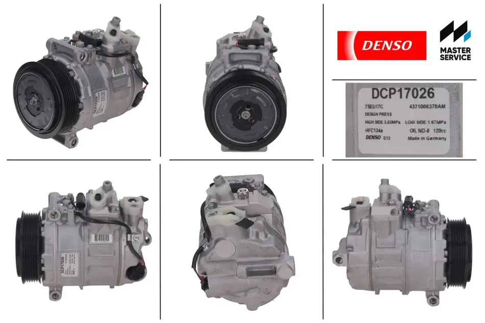 Компресор кондиціонера MERCEDES C (CL203), C T-MODEL (S203), C T-MODEL (S204), C (W203), C (W204), CLK (A209), CLK (C209), CLS (C219), E T-MODEL (S211), E (VF211), E (W211) 2.0-5.8 03.99- DENSO DCP17026 (фото 1)