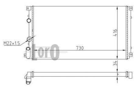 Радиатор воды Master/Movano II 1.9/2.2/dCi 97> (730x415x23) термовыкл. DEPO 042-017-0025 (фото 1)