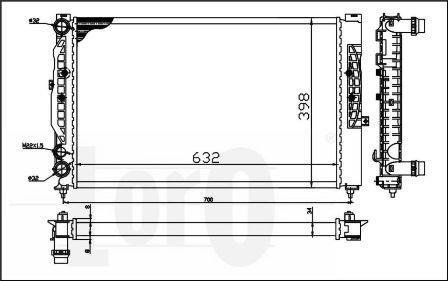 Радиатор охлаждения двигателя A4/A6/Passat 94-08 1.6-2.8 DEPO 053-017-0056