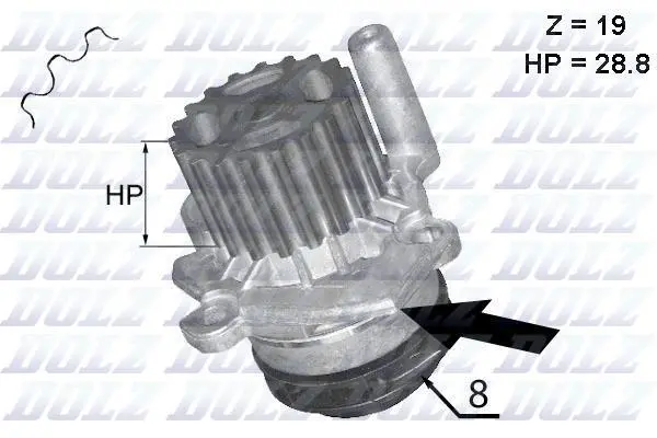 Водяний насос 2.0TDI Caddy III/Golf VI 12- DOLZ A224 (фото 1)