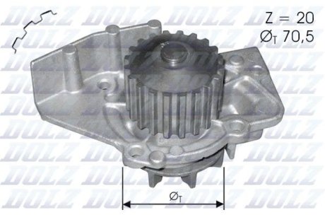 Водяний насос Scudo/Jumpy/Berlingo/Expert/Ducato 1.9D/2.0HDi 98- DOLZ C120 (фото 1)