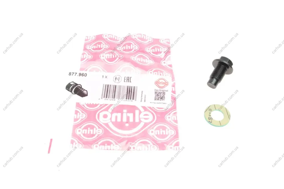 Болт зливу оливи + шайба Toyota Yaris/Citroen C1/Peugeot 107/108 1.0-1.33 02- (M12x1.25) ELRING 877.960 (фото 1)