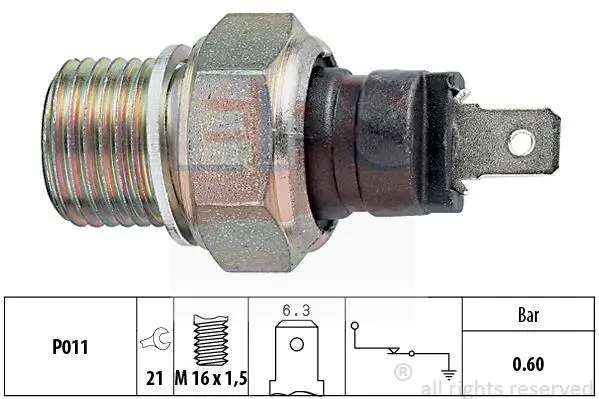 Датчик тиску оливи Citroen Berlingo/Peugeot Partner 1.1-1.4i/J5 2.5D (M16x1.5) EPS 1.800.021 (фото 1)