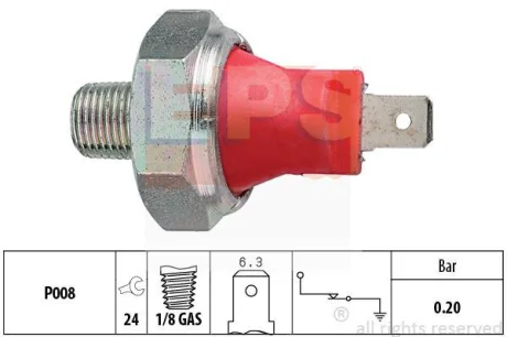 Датчик тиску оливи Hyundai Accent/Mazda 323/Toyota Corolla/Mitsubishi Outlander (0,20 бар) EPS 1.800.035