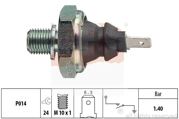 Датчик тиску оливи VW LT 2.4D 78-96 (1.4 bar) (чорний) EPS 1.800.046 (фото 1)